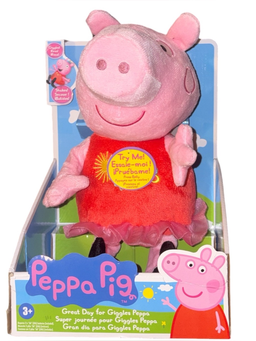 Peppa Pig Great Day for Giggles Peppa 9-inch Plush with Sound, Kids Toys